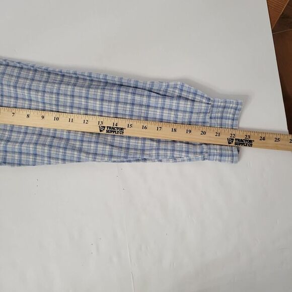 Vintage Casey & Max Blue Plaid Shirt Embroidered Flowers Denim Collar Linen LG - Picture 8 of 8